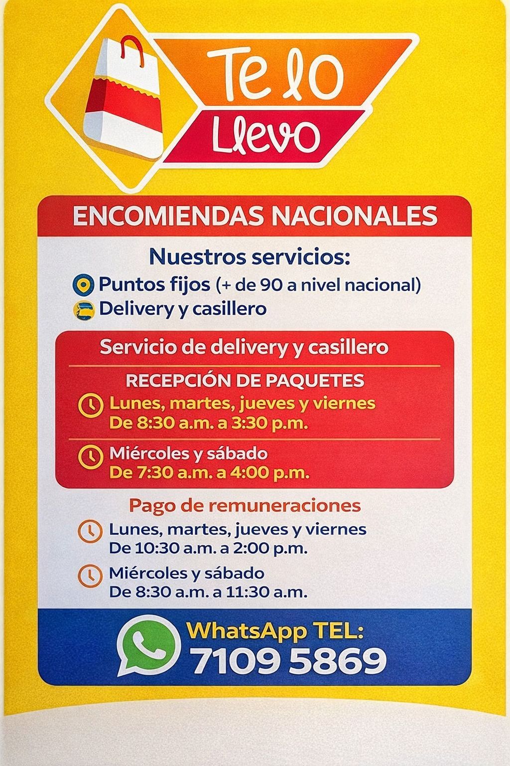 Servicios y horarios Telollevo